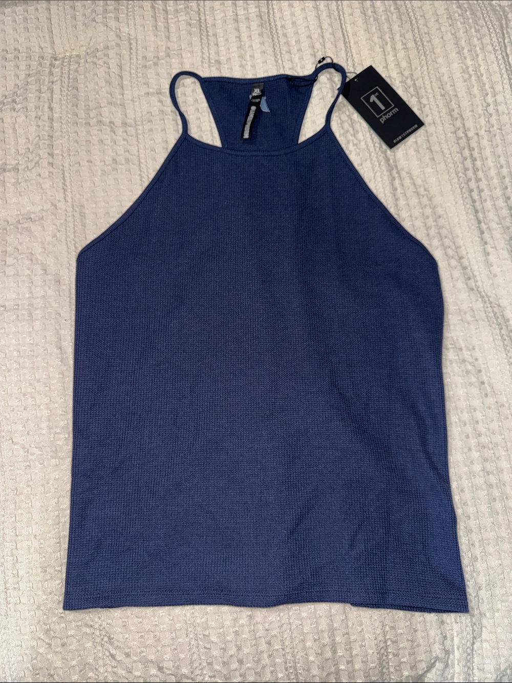 Navy Ribbed Halter Tank Top